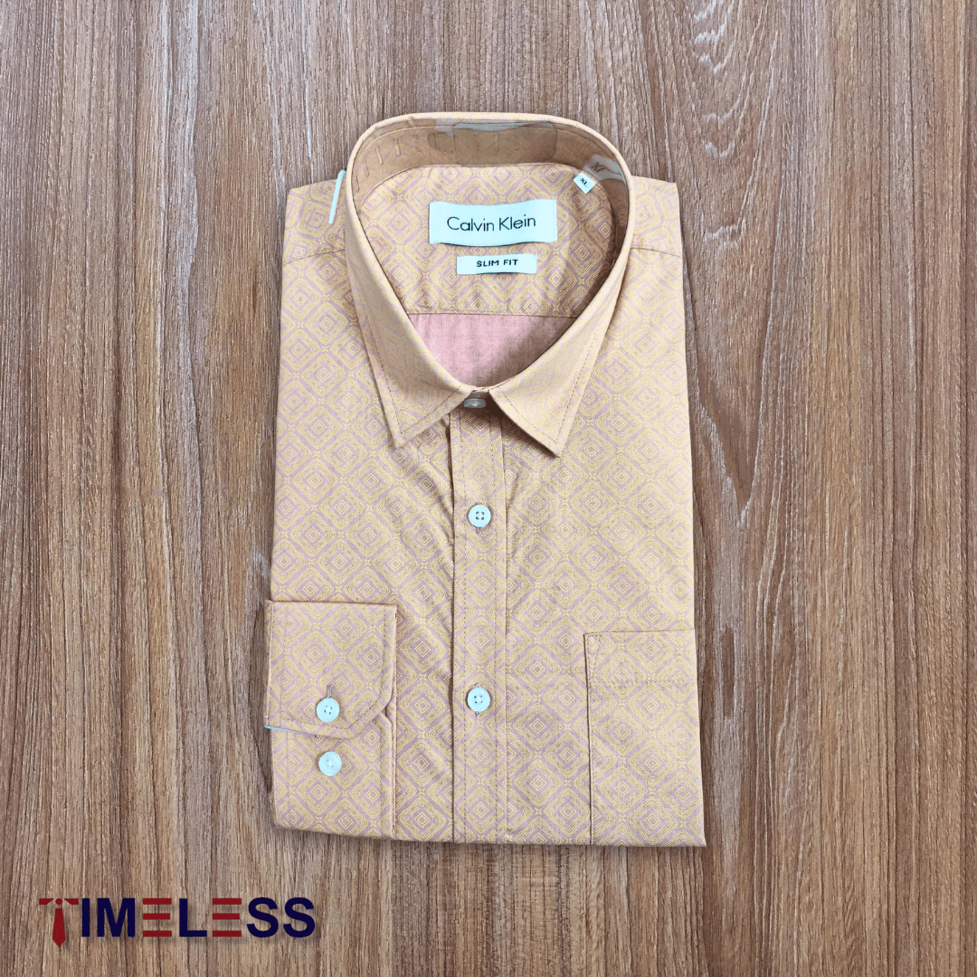 Peach Medallion Print Formal Shirt