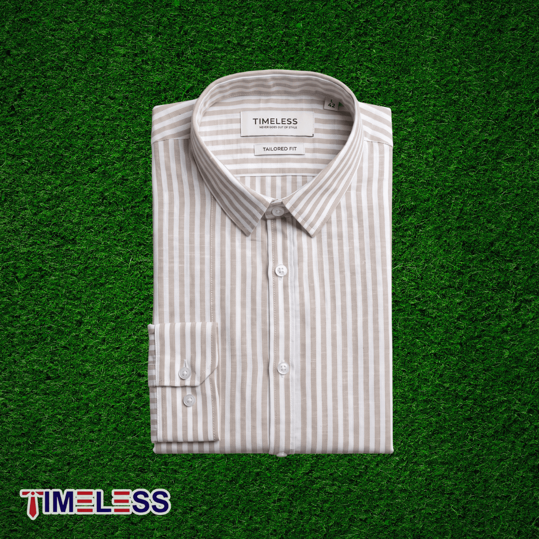 Beige Stripe Formal Shirt