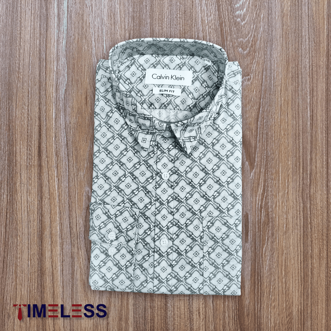 Charcoal Trellis Print Formal Shirt