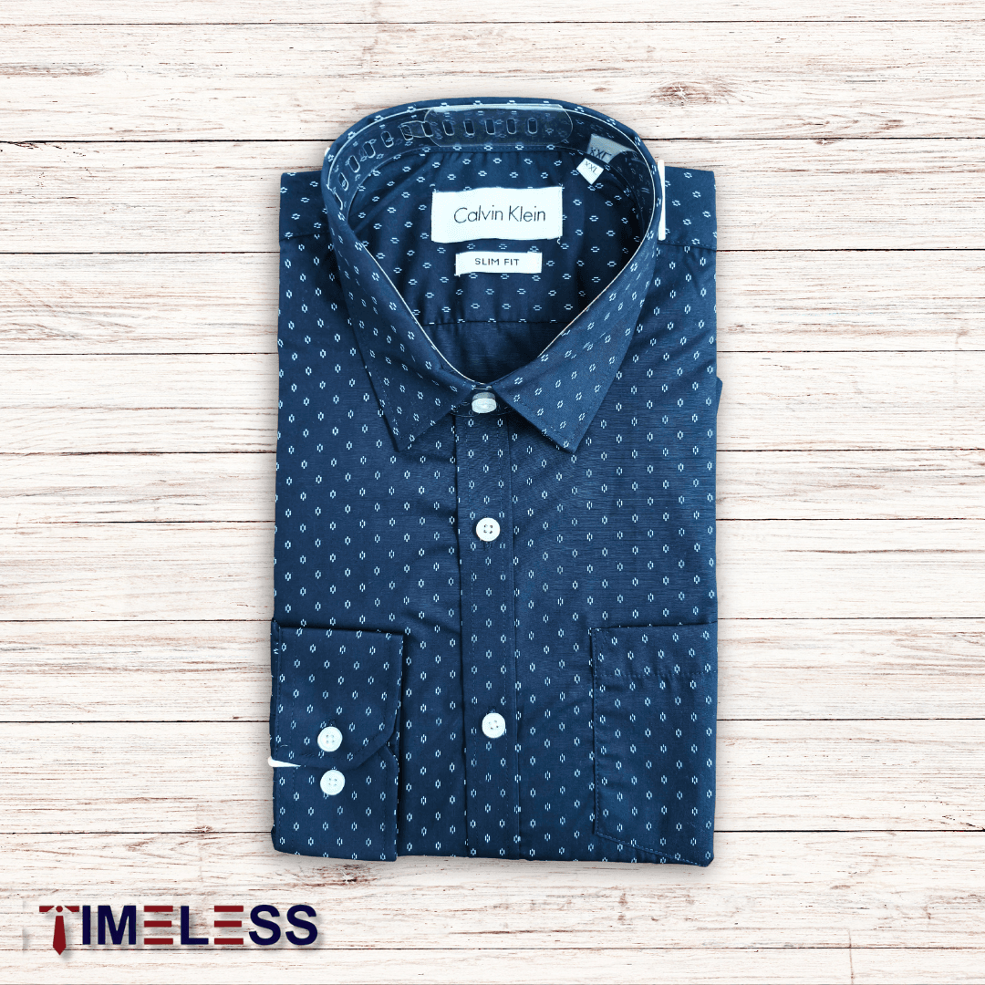 Navy Dash Print Formal Shirt