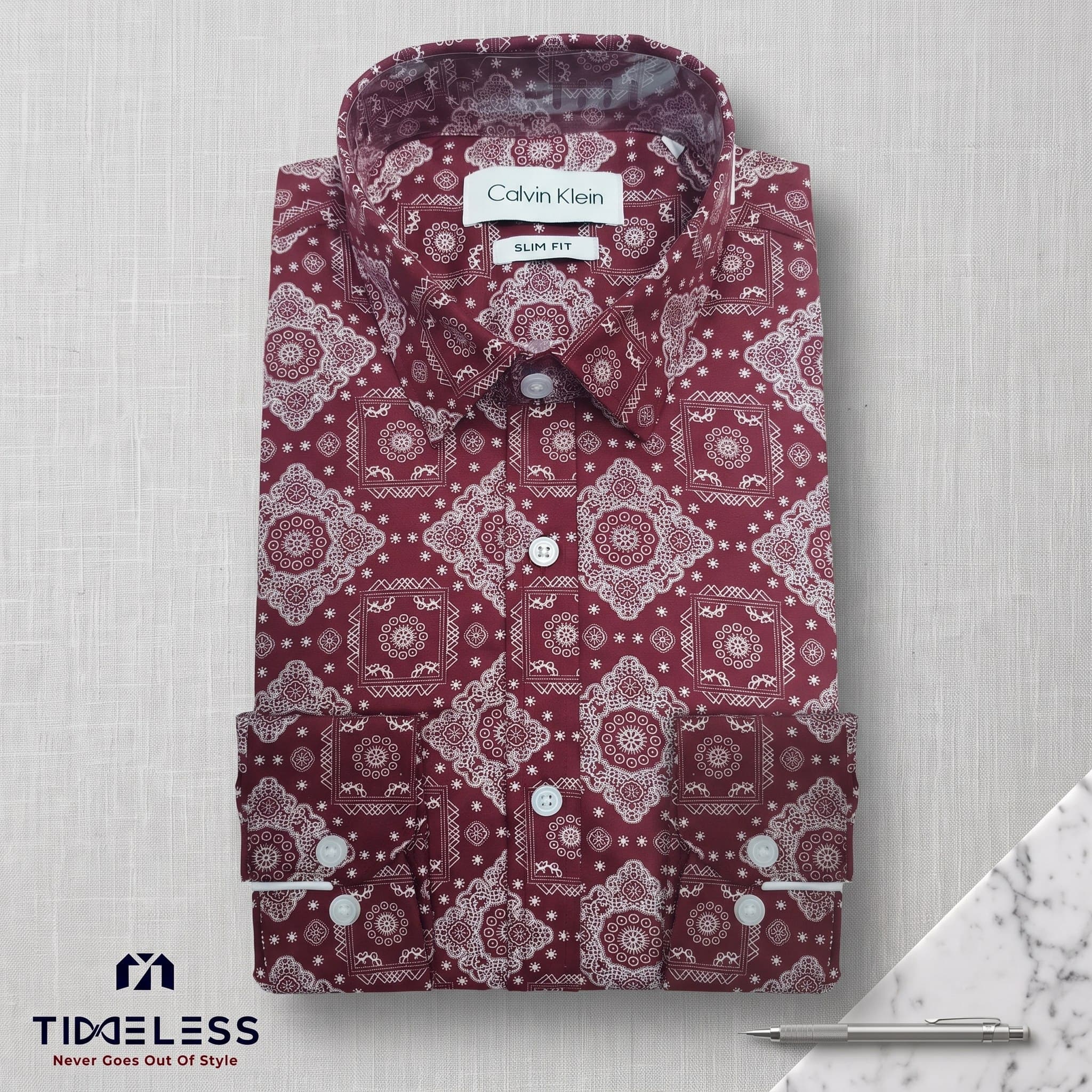 Wine Bandana Print Formal Shirt