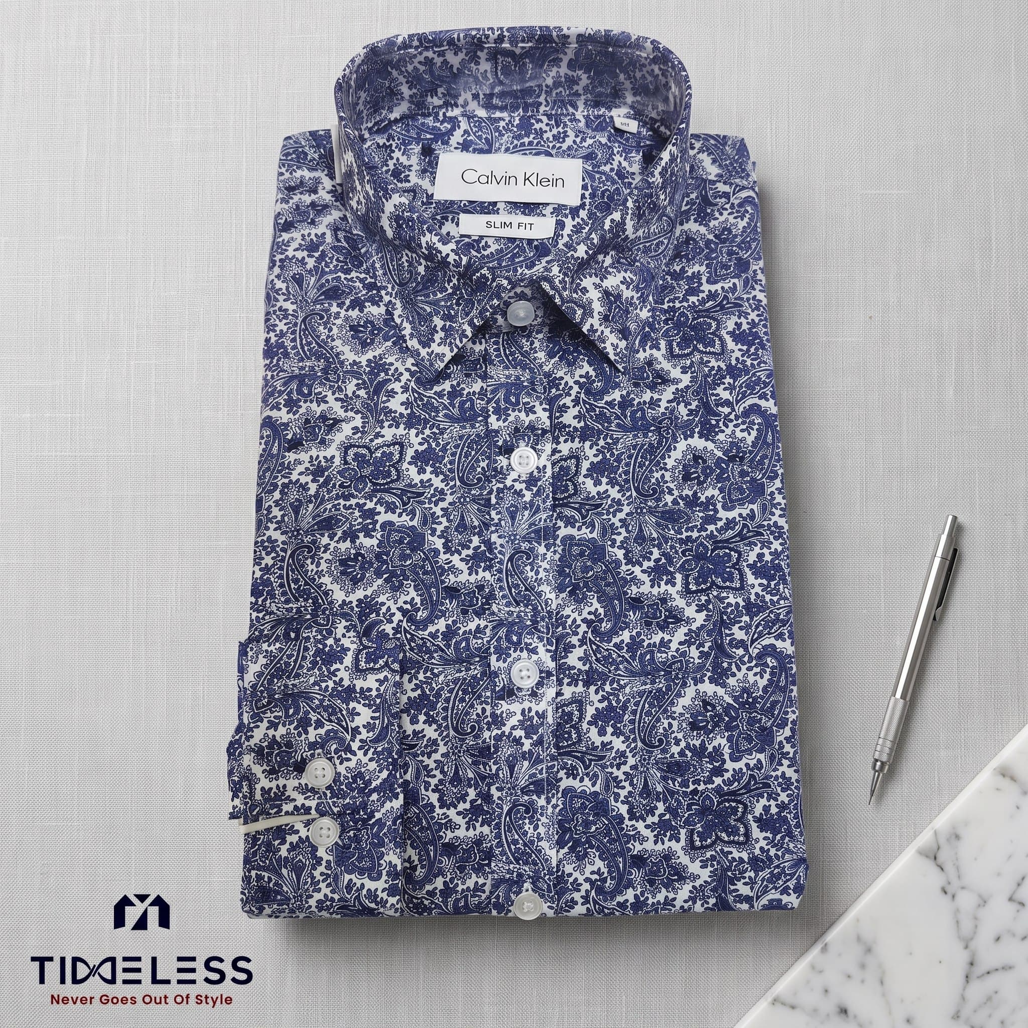 Navy Paisley Formal Shirt